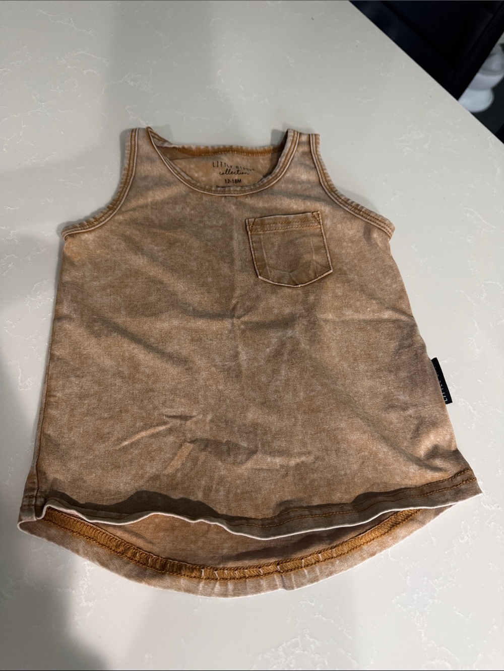 Little Bipsy Brown Washed Tank Top with Chest Pocket